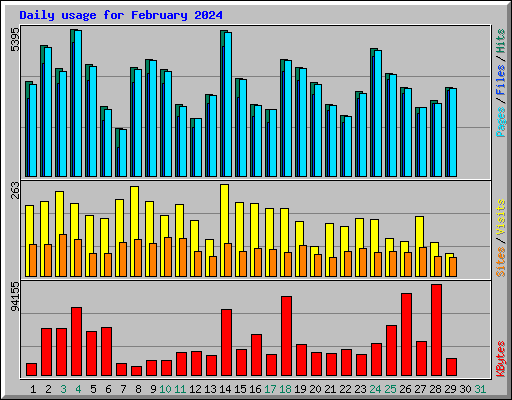 Daily usage for February 2024