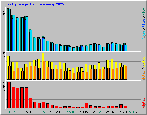 Daily usage for February 2025