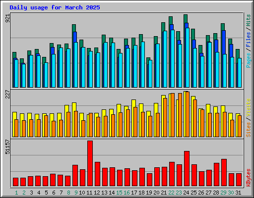 Daily usage for March 2025