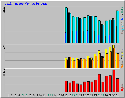 Daily usage for July 2025